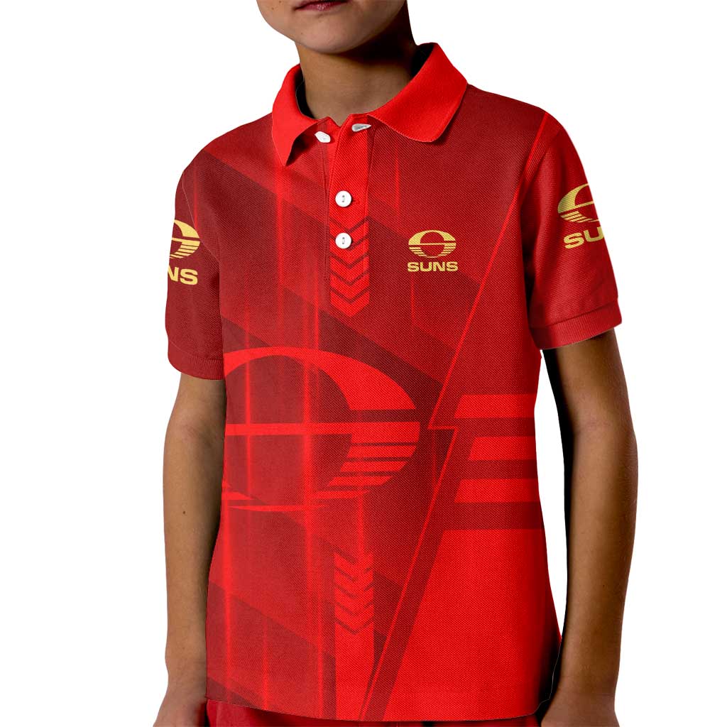 Personalized Gold Coast Suns Kid Polo Shirt Modern Geometric Sports Graphic Style