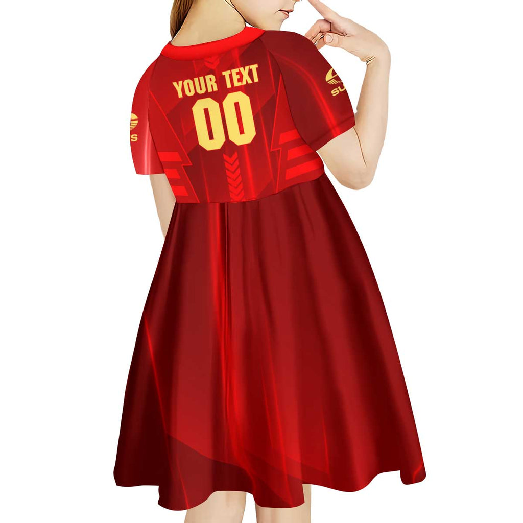 Personalized Gold Coast Suns Kid Short Sleeve Dress Modern Geometric Sports Graphic Style