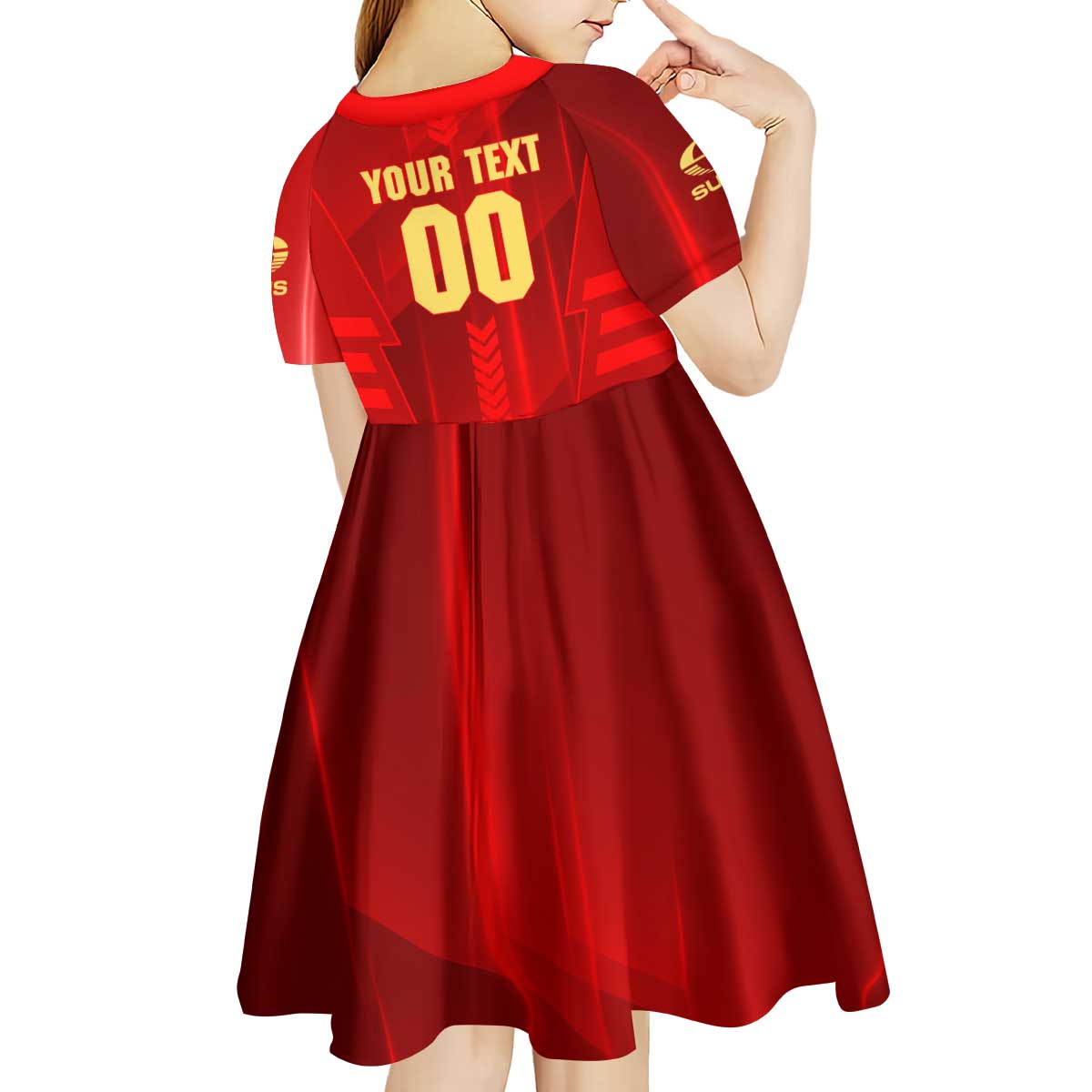 Personalized Gold Coast Suns Kid Short Sleeve Dress Modern Geometric Sports Graphic Style