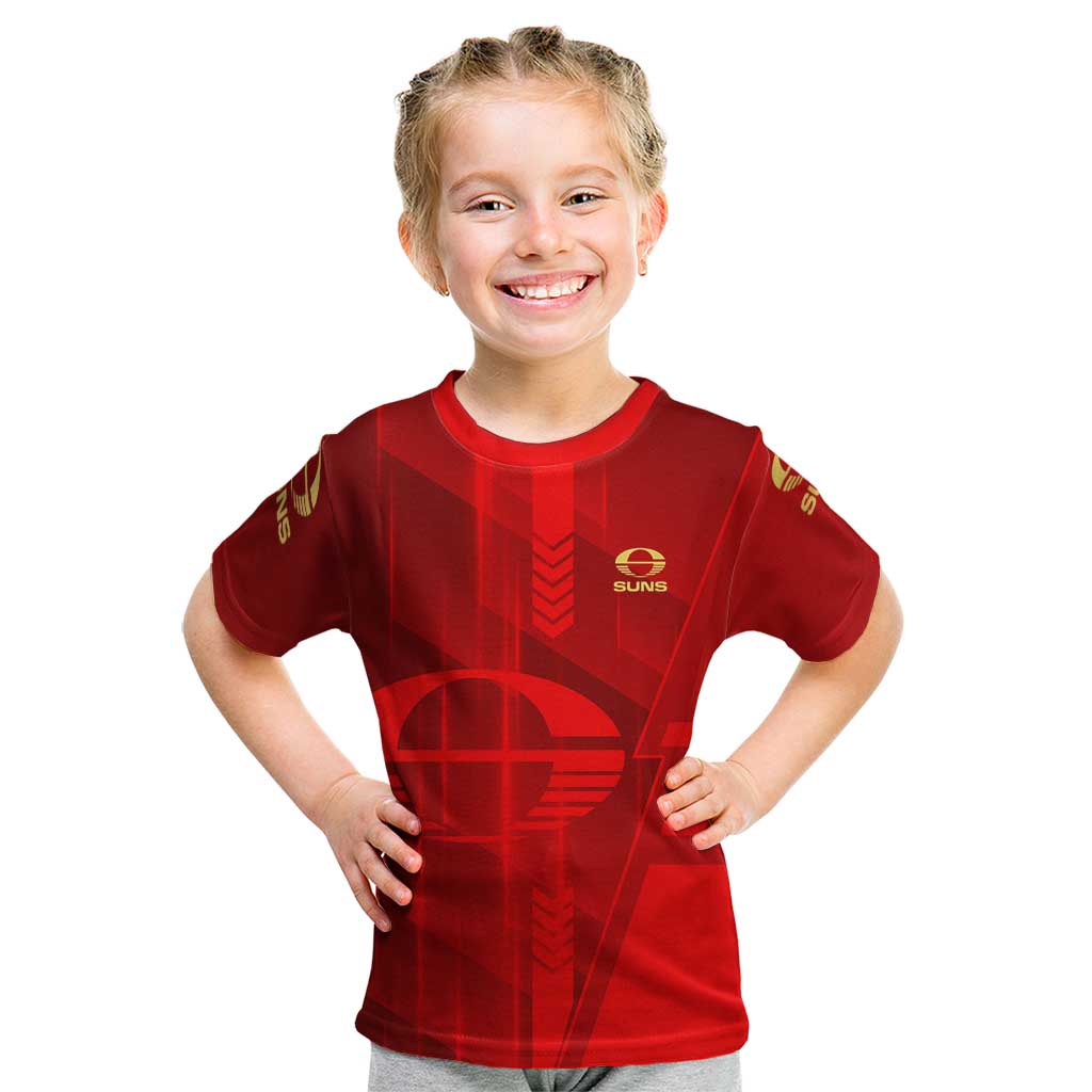 Personalized Gold Coast Suns Kid T Shirt Modern Geometric Sports Graphic Style