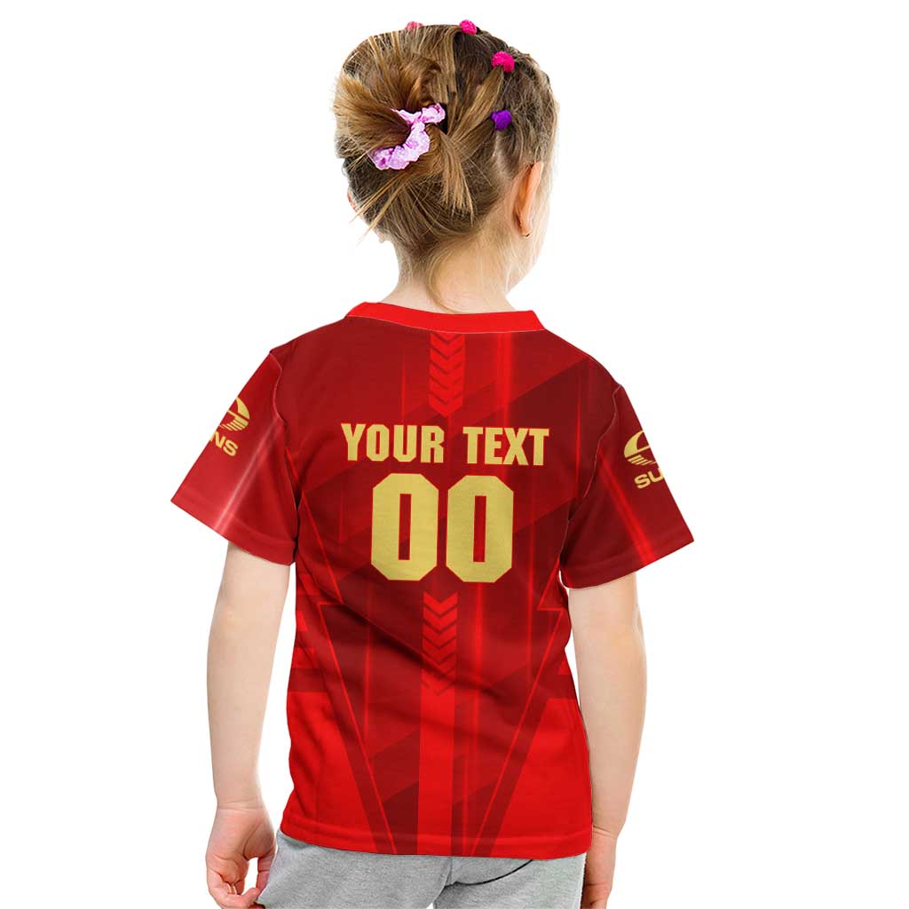 Personalized Gold Coast Suns Kid T Shirt Modern Geometric Sports Graphic Style