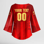 Personalized Gold Coast Suns Kimono Sleeve Blouse Modern Geometric Sports Graphic Style