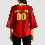 Personalized Gold Coast Suns Kimono Sleeve Blouse Modern Geometric Sports Graphic Style