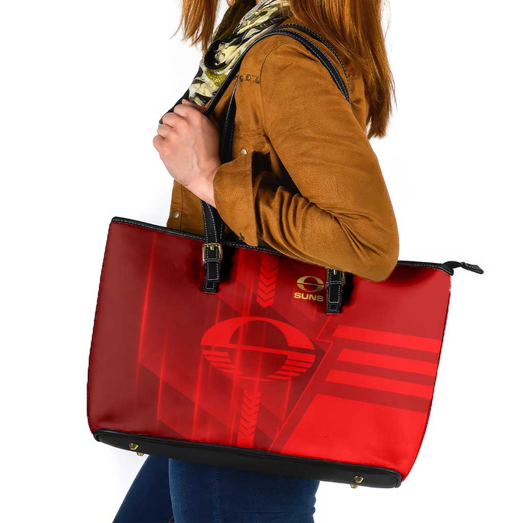 Gold Coast Suns Leather Tote Bag Modern Geometric Sports Graphic Style
