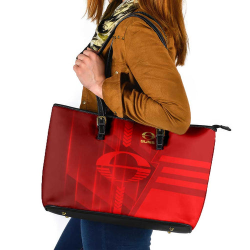 Gold Coast Suns Leather Tote Bag Modern Geometric Sports Graphic Style
