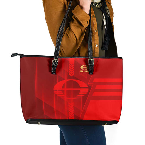 Gold Coast Suns Leather Tote Bag Modern Geometric Sports Graphic Style