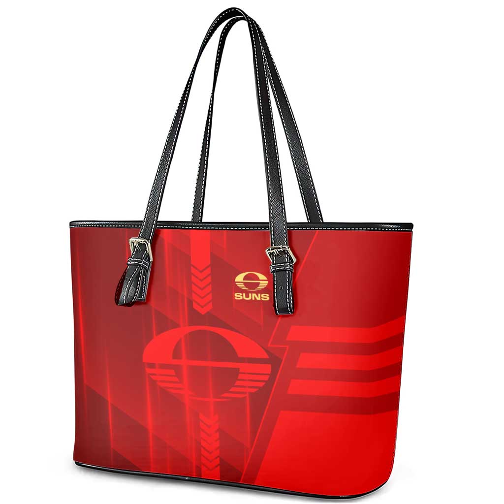 Gold Coast Suns Leather Tote Bag Modern Geometric Sports Graphic Style