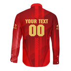 Personalized Gold Coast Suns Long Sleeve Button Shirt Modern Geometric Sports Graphic Style