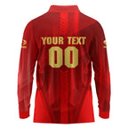 Personalized Gold Coast Suns Long Sleeve Polo Shirt Modern Geometric Sports Graphic Style