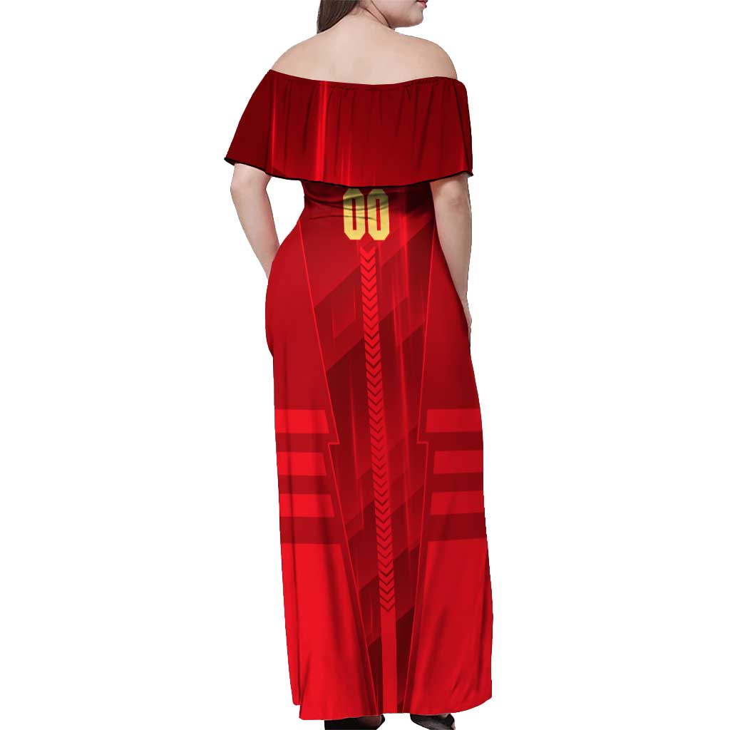 Personalized Gold Coast Suns Off Shoulder Maxi Dress Modern Geometric Sports Graphic Style
