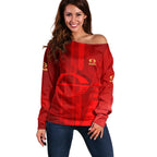 Personalized Gold Coast Suns Off Shoulder Sweater Modern Geometric Sports Graphic Style