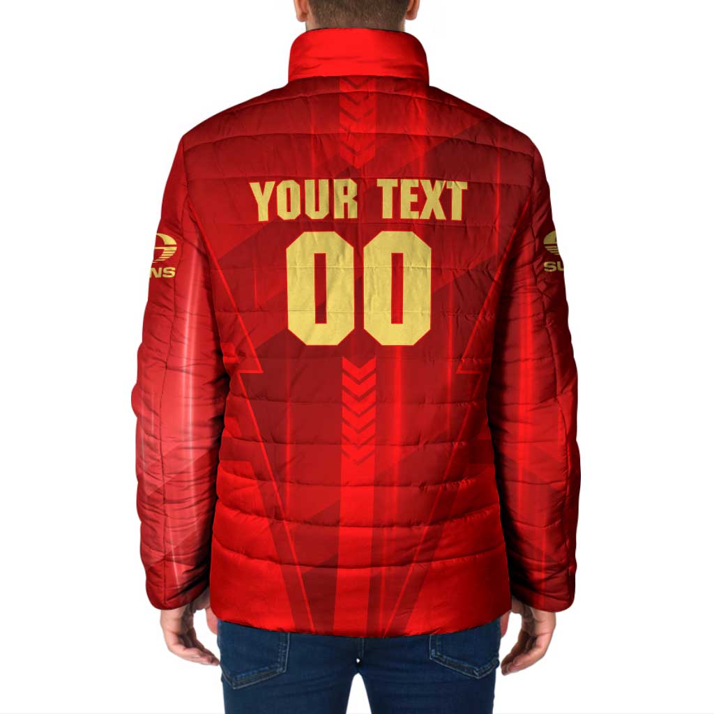 Personalized Gold Coast Suns Padded Jacket Modern Geometric Sports Graphic Style