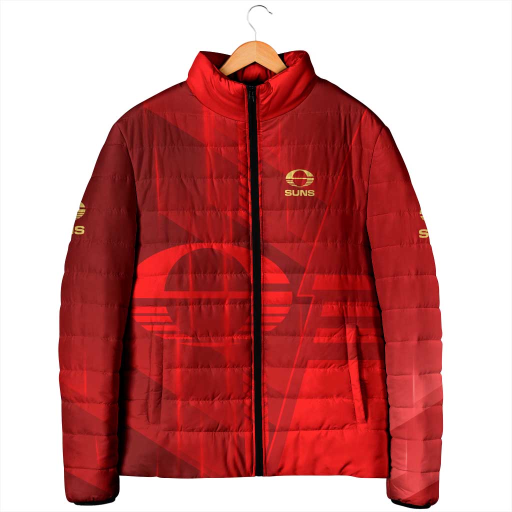 Personalized Gold Coast Suns Padded Jacket Modern Geometric Sports Graphic Style