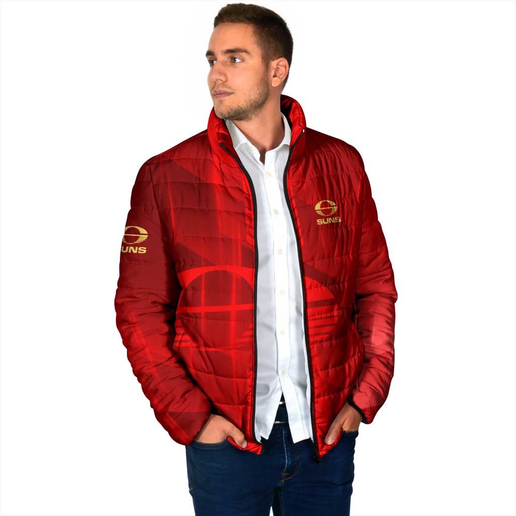 Personalized Gold Coast Suns Padded Jacket Modern Geometric Sports Graphic Style