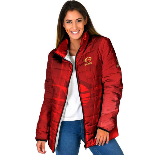 Personalized Gold Coast Suns Padded Jacket Modern Geometric Sports Graphic Style