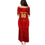Personalized Gold Coast Suns Puletasi Modern Geometric Sports Graphic Style