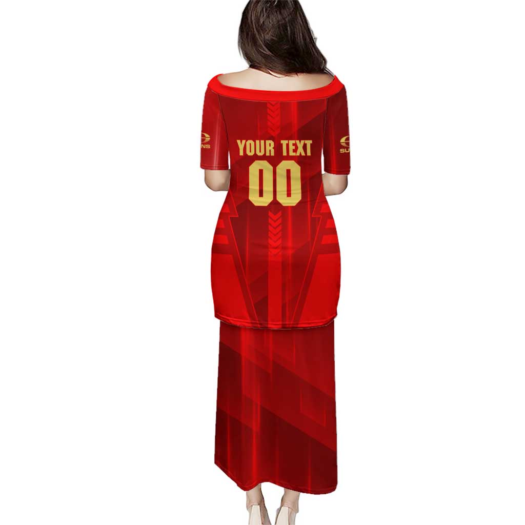 Personalized Gold Coast Suns Puletasi Modern Geometric Sports Graphic Style