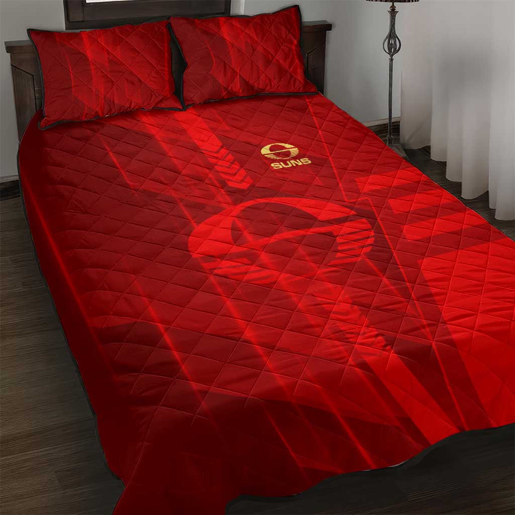 Gold Coast Suns Quilt Bed Set Modern Geometric Sports Graphic Style