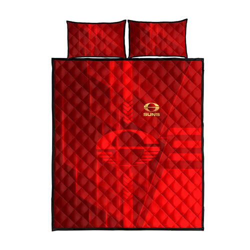 Gold Coast Suns Quilt Bed Set Modern Geometric Sports Graphic Style