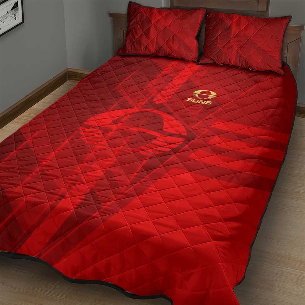Gold Coast Suns Quilt Bed Set Modern Geometric Sports Graphic Style