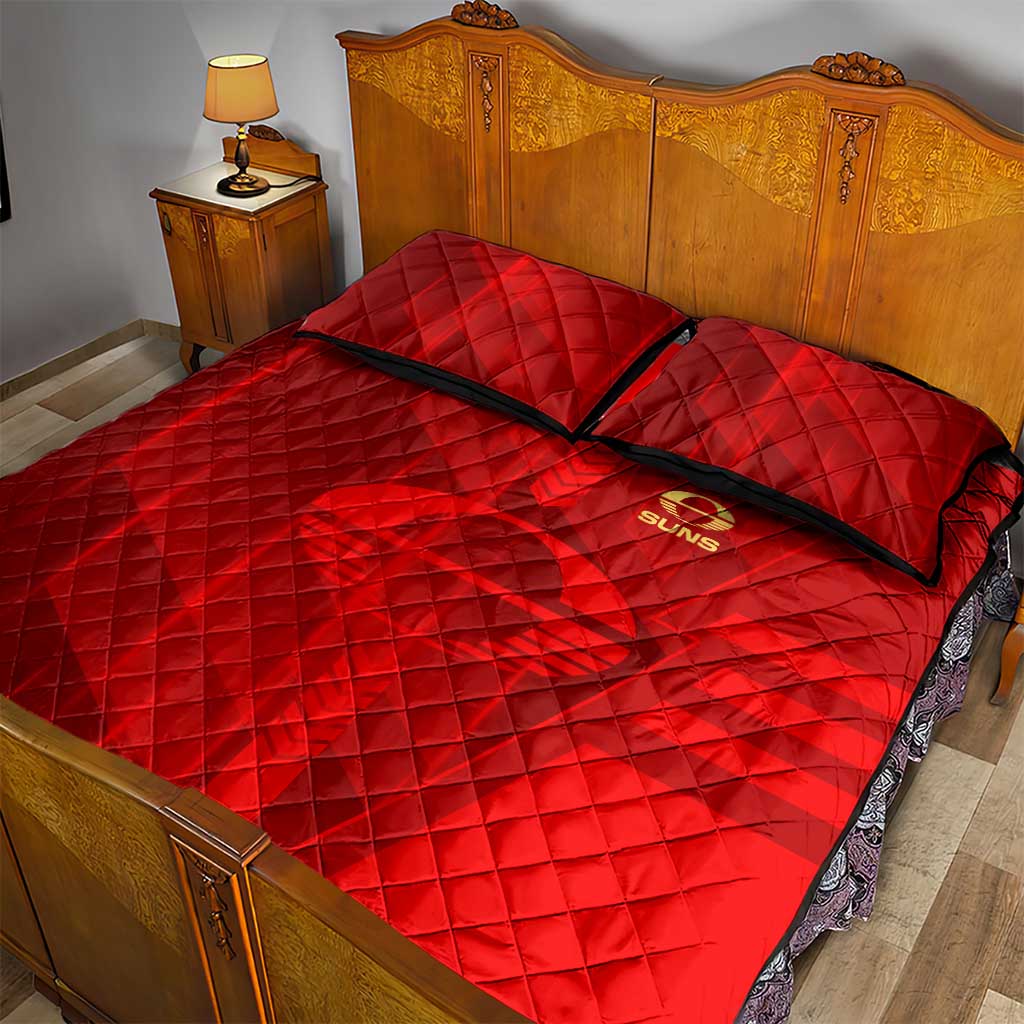 Gold Coast Suns Quilt Bed Set Modern Geometric Sports Graphic Style