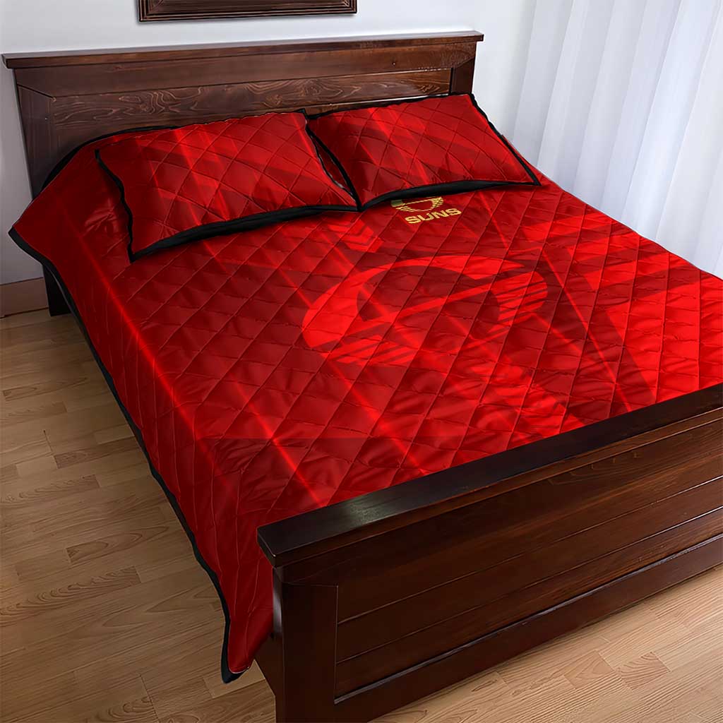 Gold Coast Suns Quilt Bed Set Modern Geometric Sports Graphic Style