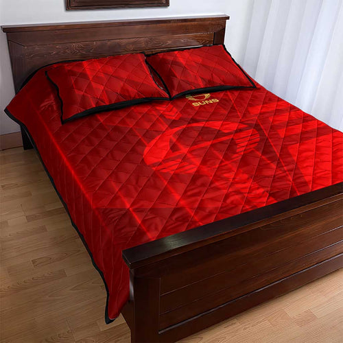 Gold Coast Suns Quilt Bed Set Modern Geometric Sports Graphic Style