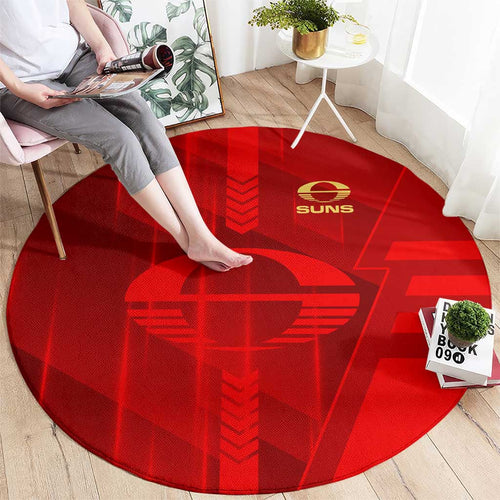 Gold Coast Suns Round Carpet Modern Geometric Sports Graphic Style