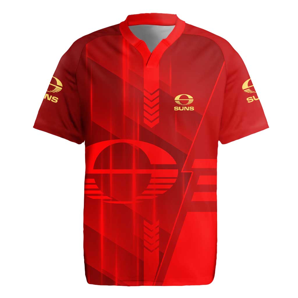 Personalized Gold Coast Suns Rugby Jersey Modern Geometric Sports Graphic Style