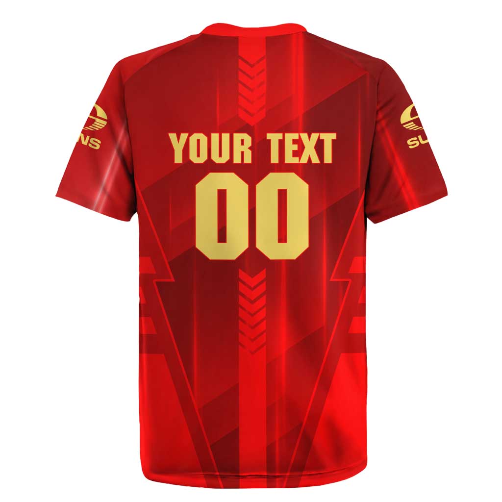 Personalized Gold Coast Suns Rugby Jersey Modern Geometric Sports Graphic Style
