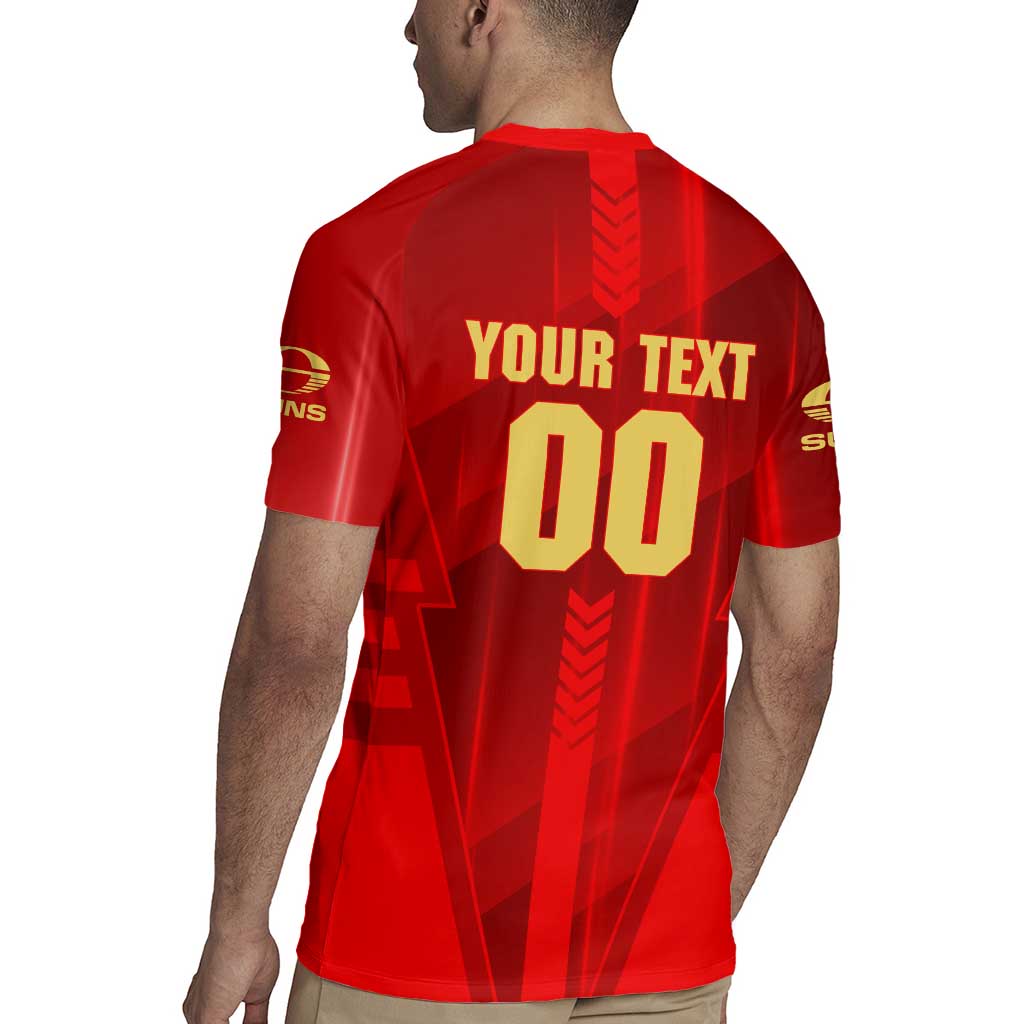 Personalized Gold Coast Suns Rugby Jersey Modern Geometric Sports Graphic Style