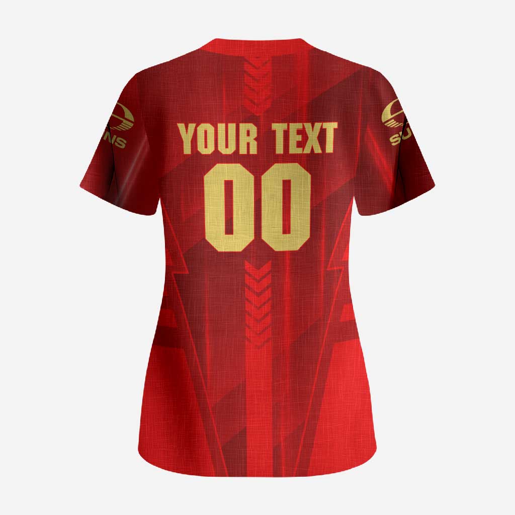 Personalized Gold Coast Suns Scrub Top Modern Geometric Sports Graphic Style