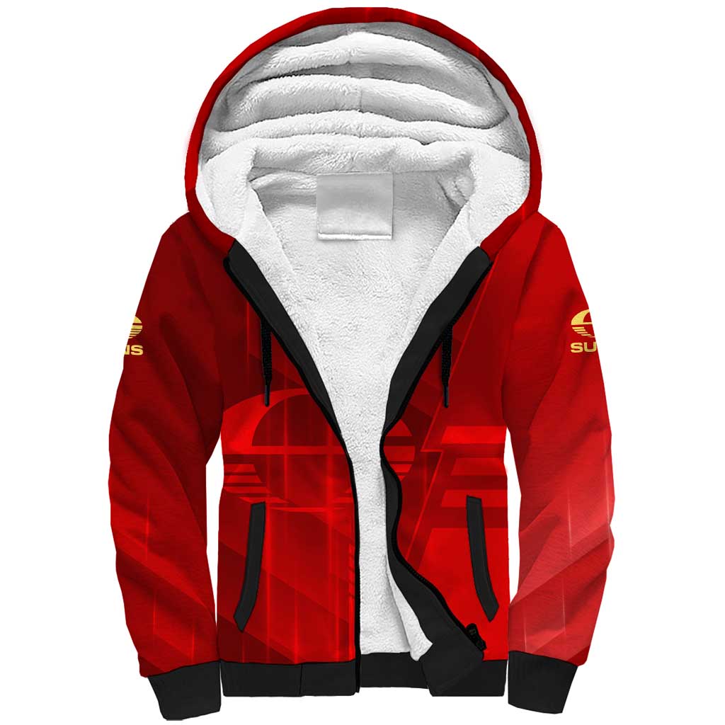 Personalized Gold Coast Suns Sherpa Hoodie Modern Geometric Sports Graphic Style