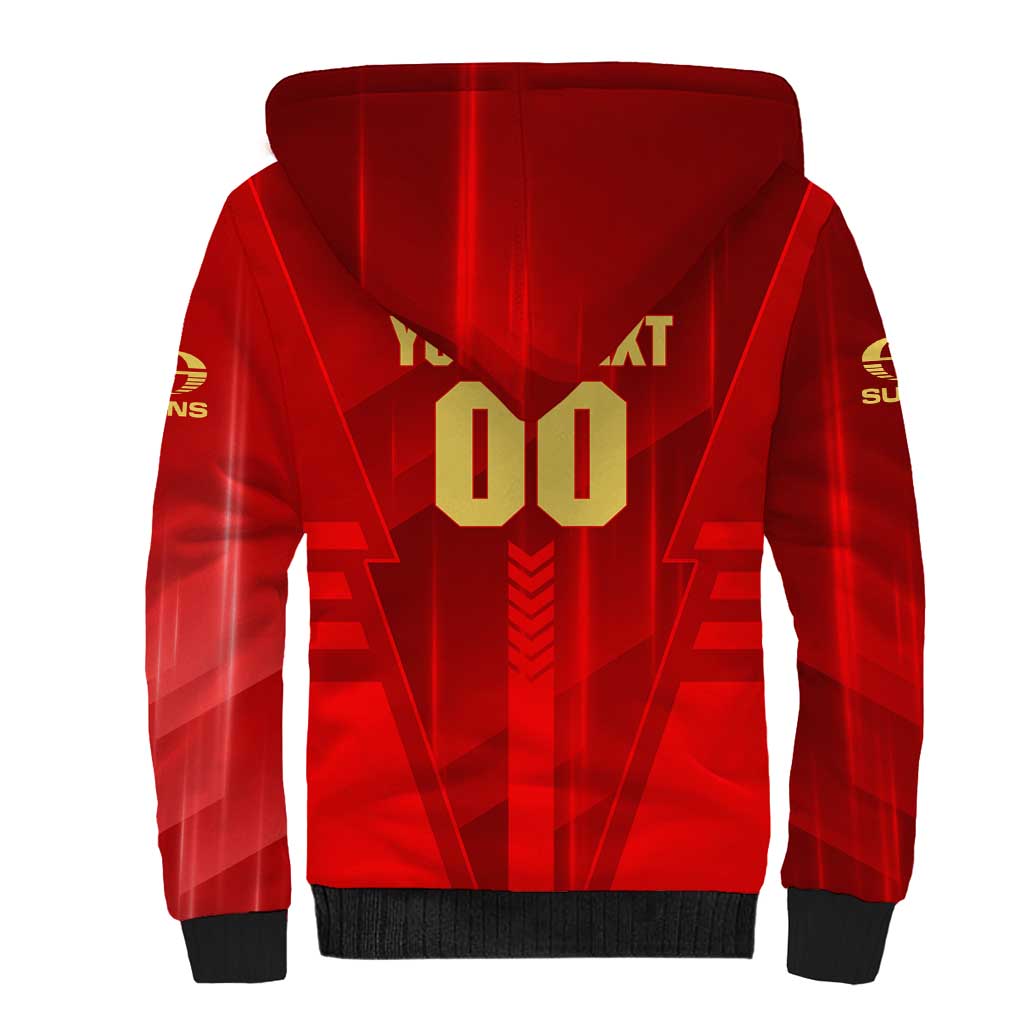 Personalized Gold Coast Suns Sherpa Hoodie Modern Geometric Sports Graphic Style