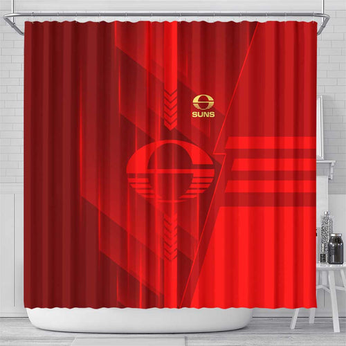 Gold Coast Suns Shower Curtain Modern Geometric Sports Graphic Style