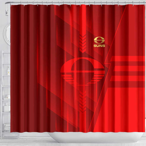 Gold Coast Suns Shower Curtain Modern Geometric Sports Graphic Style