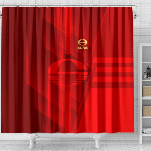 Gold Coast Suns Shower Curtain Modern Geometric Sports Graphic Style