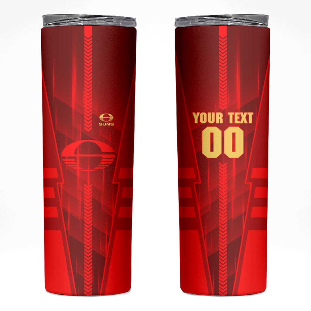 Personalized Gold Coast Suns Skinny Tumbler Modern Geometric Sports Graphic Style