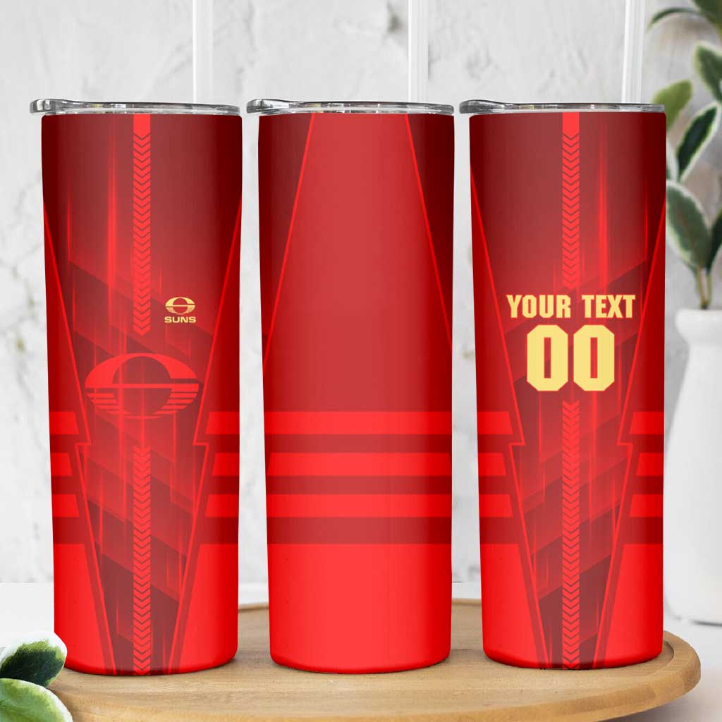 Personalized Gold Coast Suns Skinny Tumbler Modern Geometric Sports Graphic Style