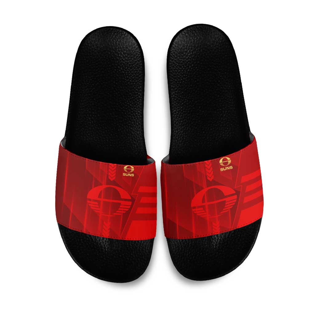 Gold Coast Suns Slide Sandals Modern Geometric Sports Graphic Style