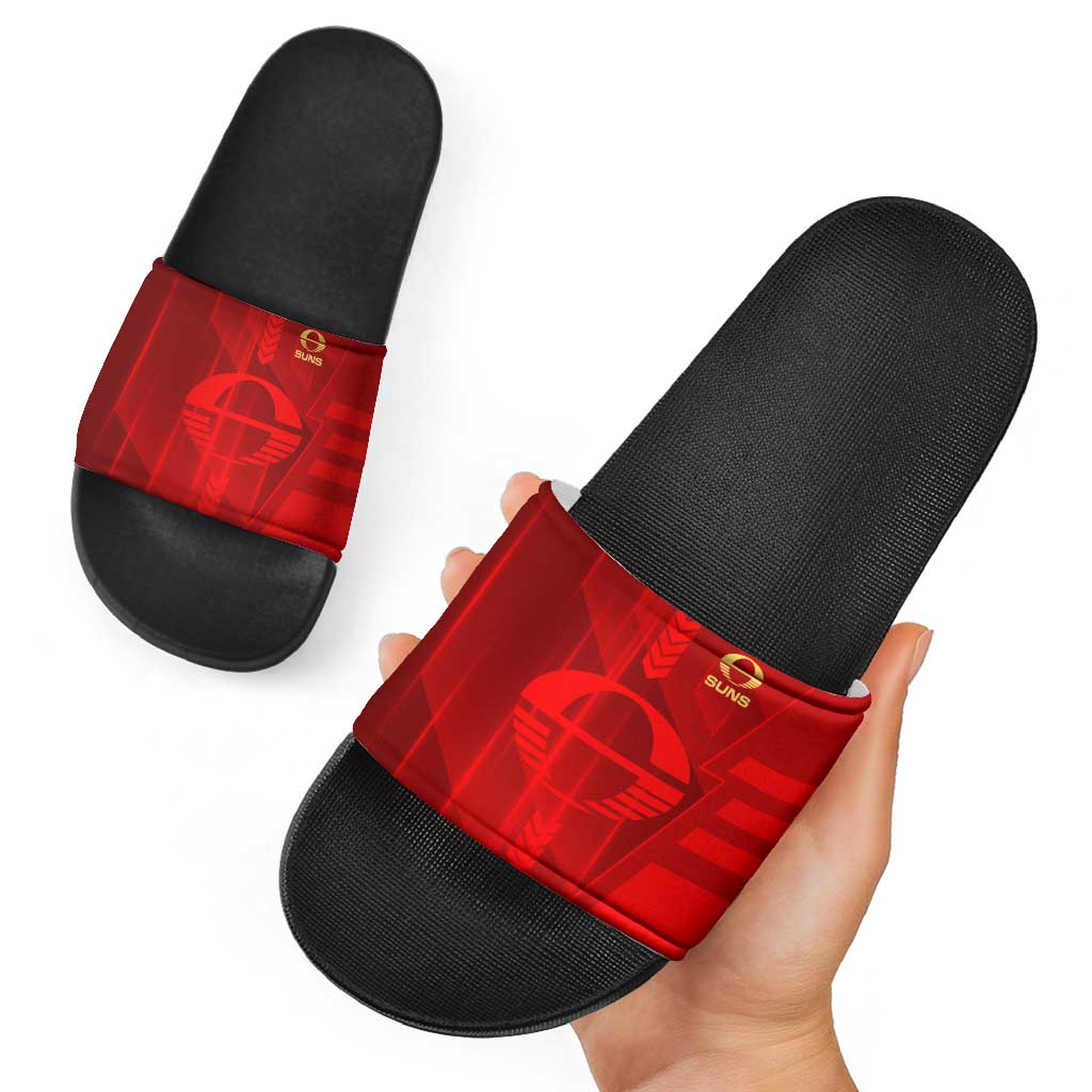 Gold Coast Suns Slide Sandals Modern Geometric Sports Graphic Style