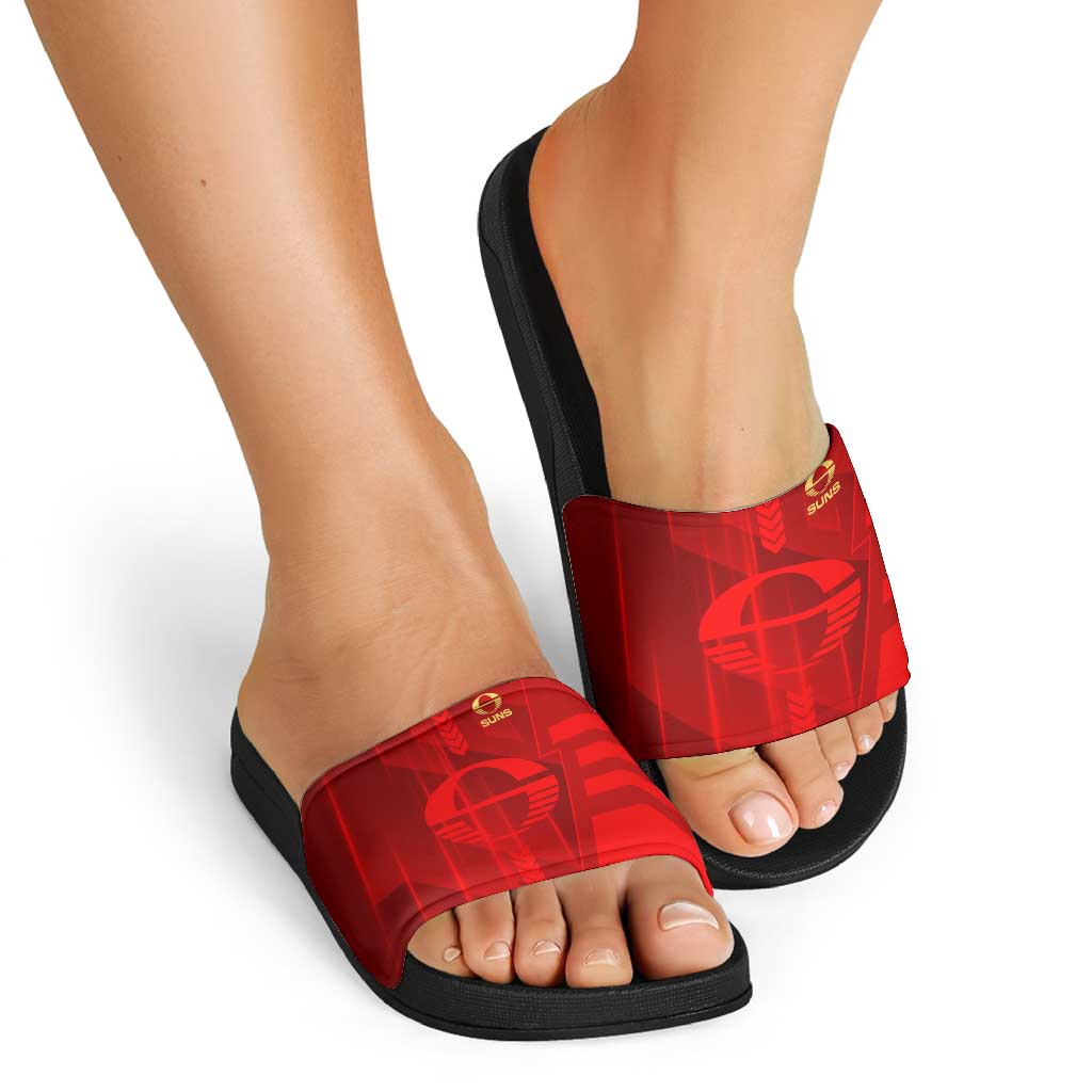 Gold Coast Suns Slide Sandals Modern Geometric Sports Graphic Style
