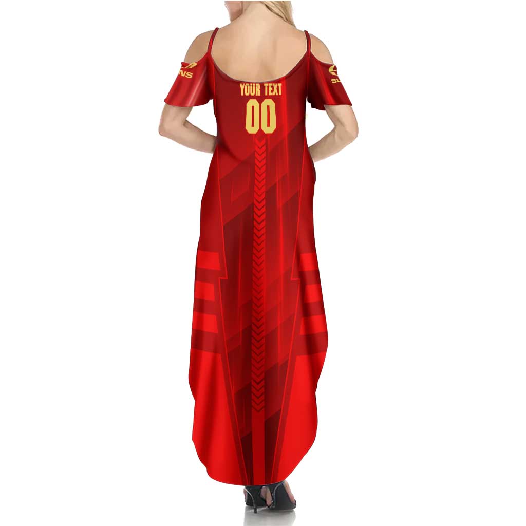 Personalized Gold Coast Suns Summer Maxi Dress Modern Geometric Sports Graphic Style