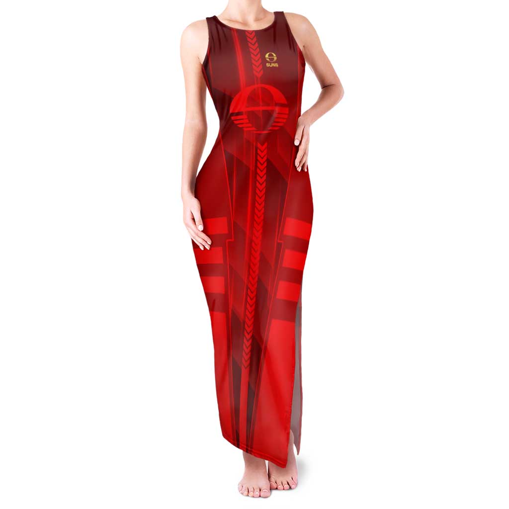 Personalized Gold Coast Suns Tank Maxi Dress Modern Geometric Sports Graphic Style