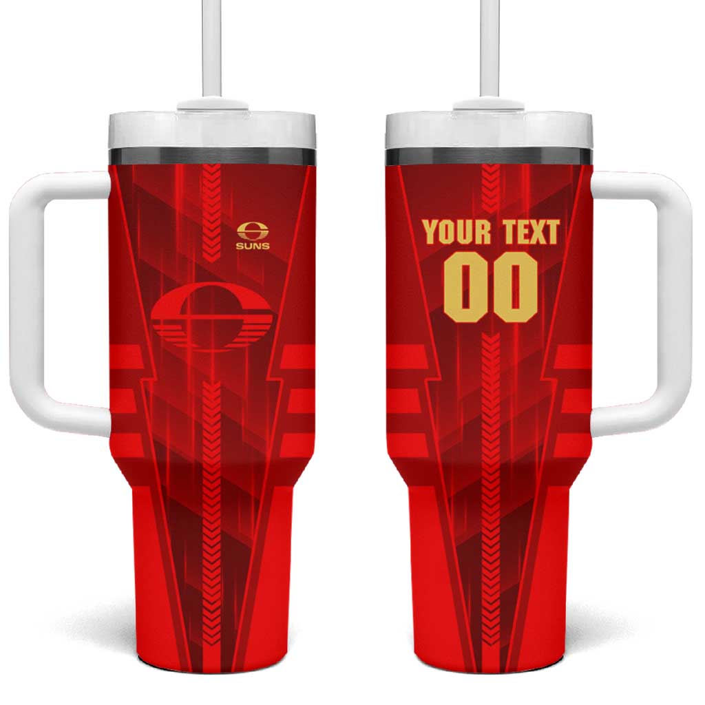 Personalized Gold Coast Suns Tumbler With Handle Modern Geometric Sports Graphic Style