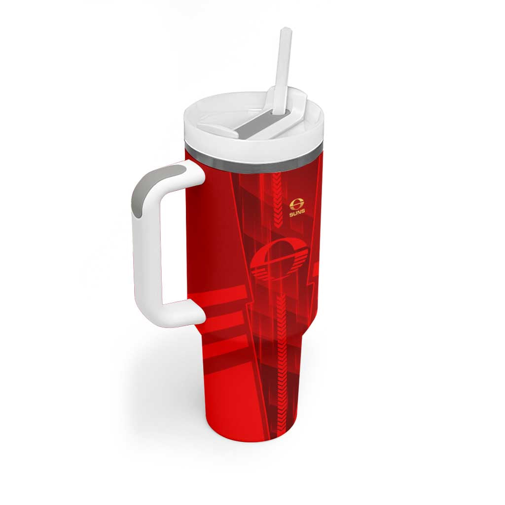 Personalized Gold Coast Suns Tumbler With Handle Modern Geometric Sports Graphic Style