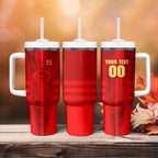 Personalized Gold Coast Suns Tumbler With Handle Modern Geometric Sports Graphic Style