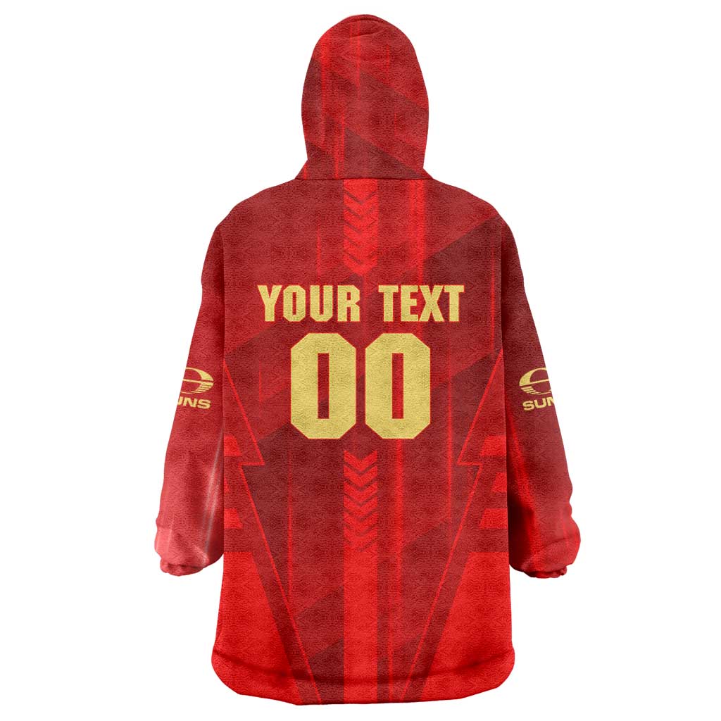 Personalized Gold Coast Suns Wearable Blanket Hoodie Modern Geometric Sports Graphic Style