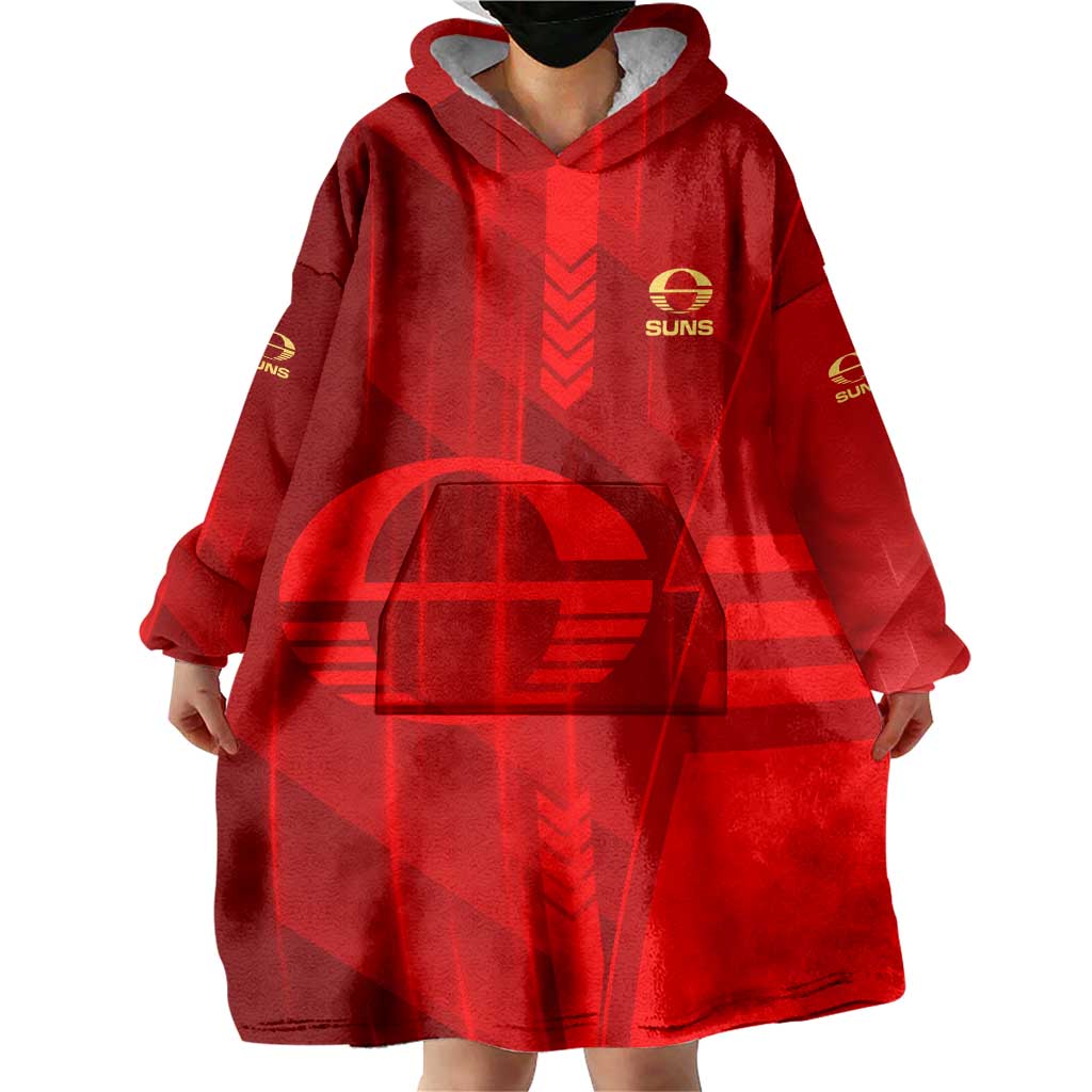 Personalized Gold Coast Suns Wearable Blanket Hoodie Modern Geometric Sports Graphic Style