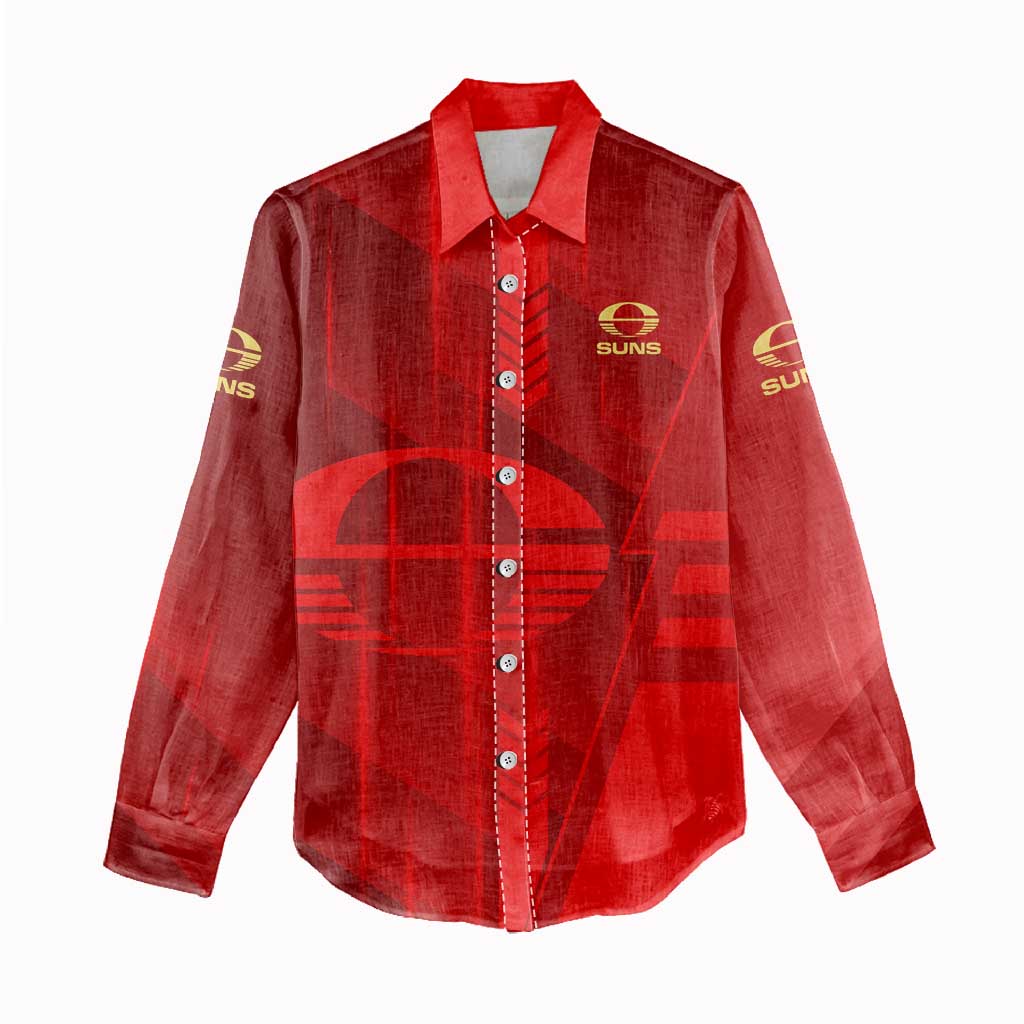 Personalized Gold Coast Suns Women Casual Shirt Modern Geometric Sports Graphic Style